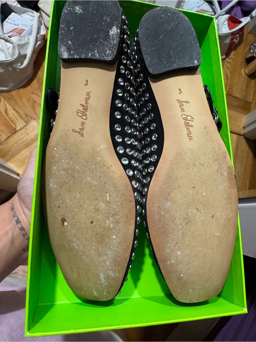 Sam Edelman Black Jeweled Mary Jane Flats - Picture 6 of 9